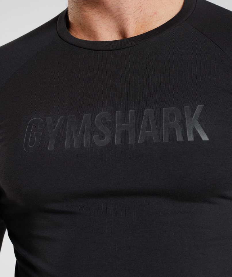 Men's Gymshark Apollo Long Sleeve T-Shirts Black | NZ 7BUANE